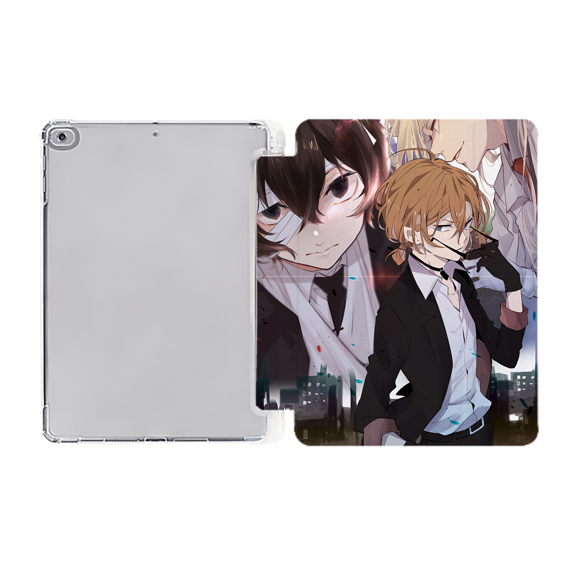 （画像用） 文豪ストレイドッグス Bungo Stray Dogs IPad ケース ペン収納付き 三つ折りスタンド PUレザー×シリコン 対応機種9.5/10.5/10.9インチ